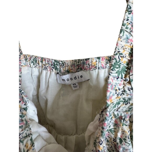 Moodie Sundress Womens XS Multicolor Floral Fit & Flare Ruffle Straps cottage - Picture 4 of 6